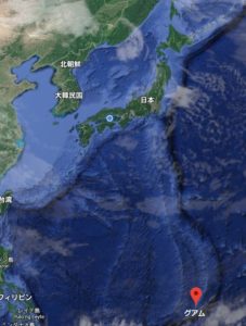 グアムへの地図